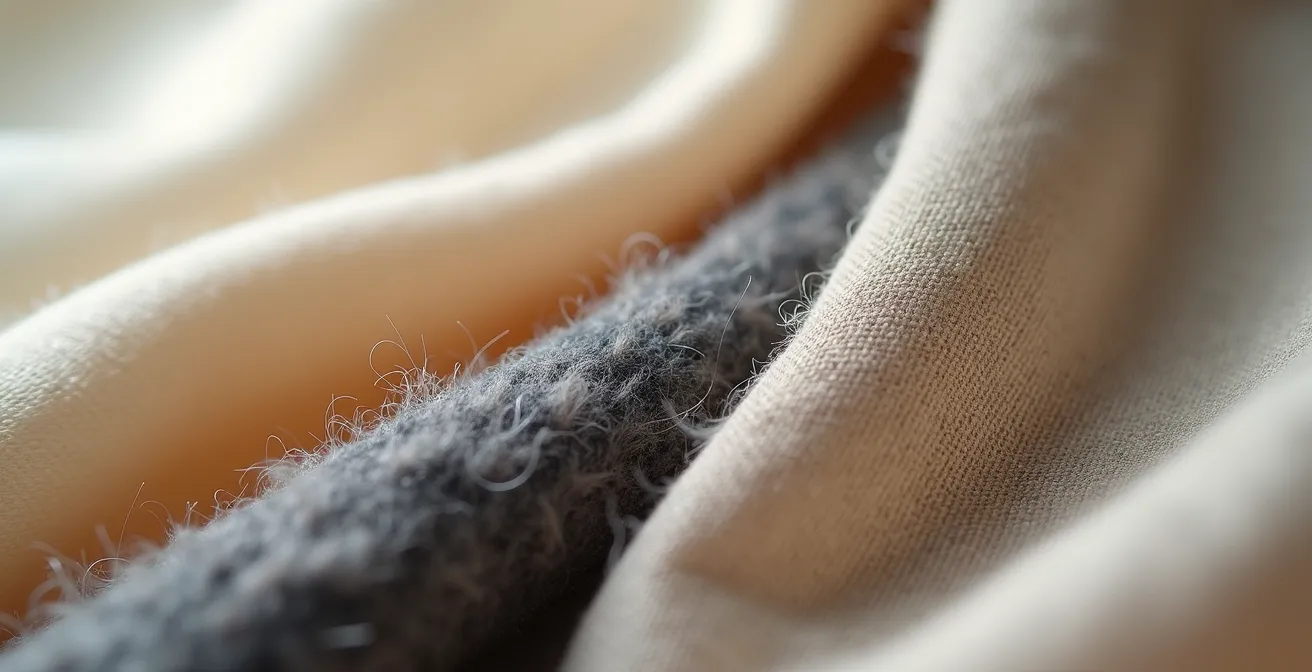 Makroaufnahme verschiedener Luxusstoffe mit sichtbaren Texturen