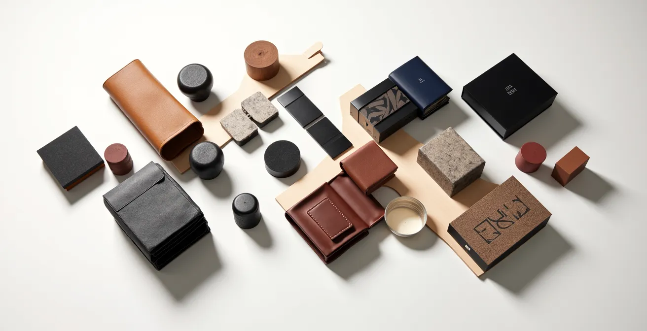 Minimalistische Accessoires im Bauhaus-Stil auf hellem Hintergrund