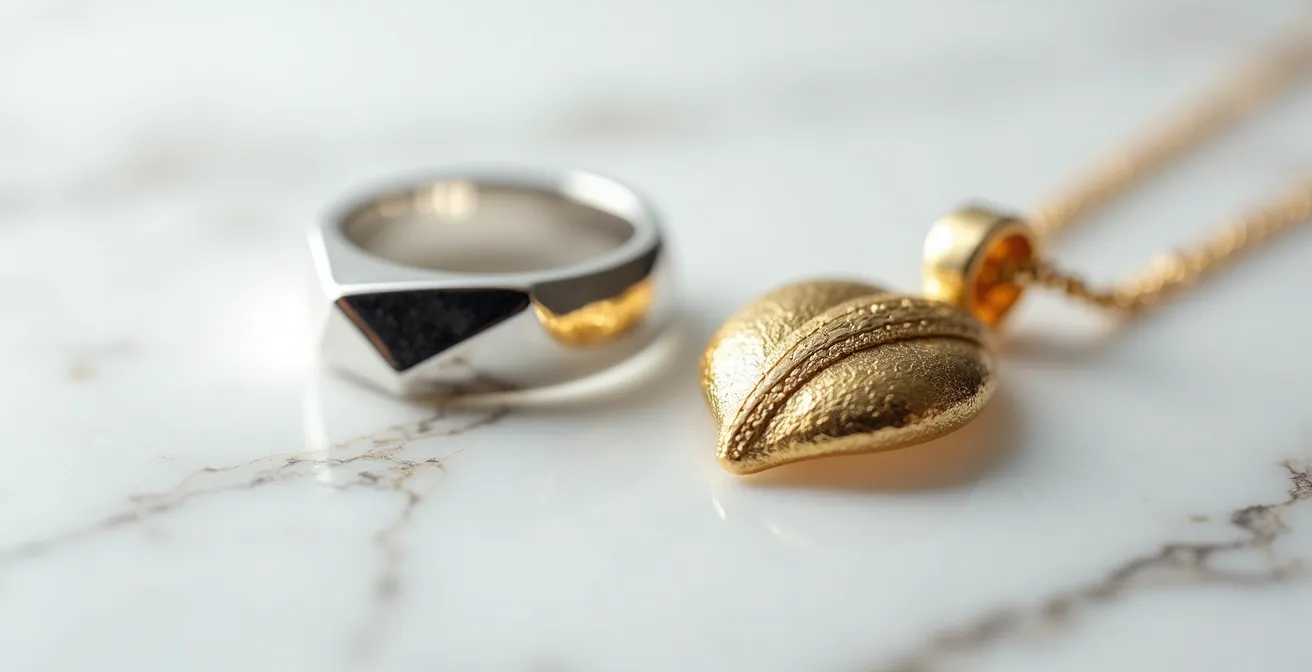 Kontrastreiche Darstellung geometrischer und organischer Schmuckformen im Bauhaus-Stil