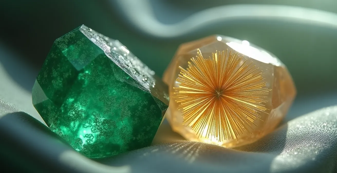 Makroaufnahme von Edelstein-Einschlüssen die natürliche Schönheit zeigen