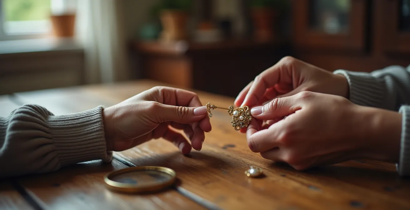 Detaillierte Inspektion von Erbschmuck mit deutscher Checkliste