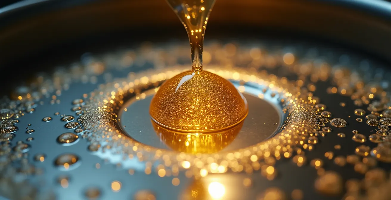 Makroaufnahme einer Ultraschallreinigung in der Goldschmiedewerkstatt