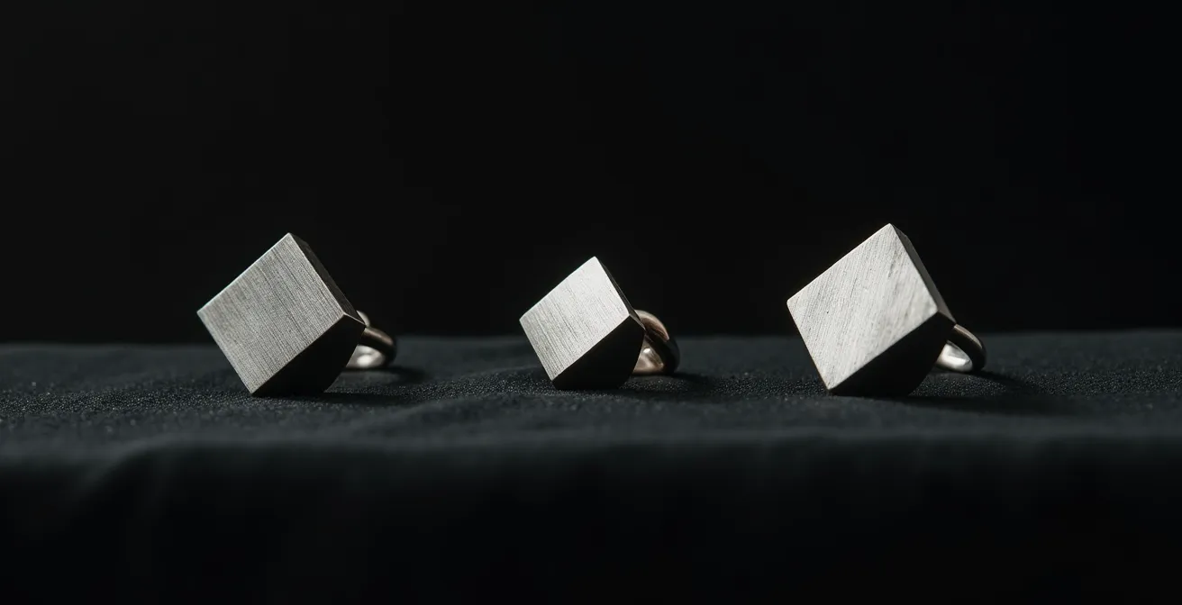 Vergleich von Silber-, Platin- und Palladiumschmuck auf dunklem Samt